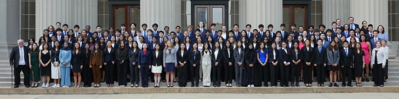 The full Research Science Institute cohort photographed at MIT in 2024